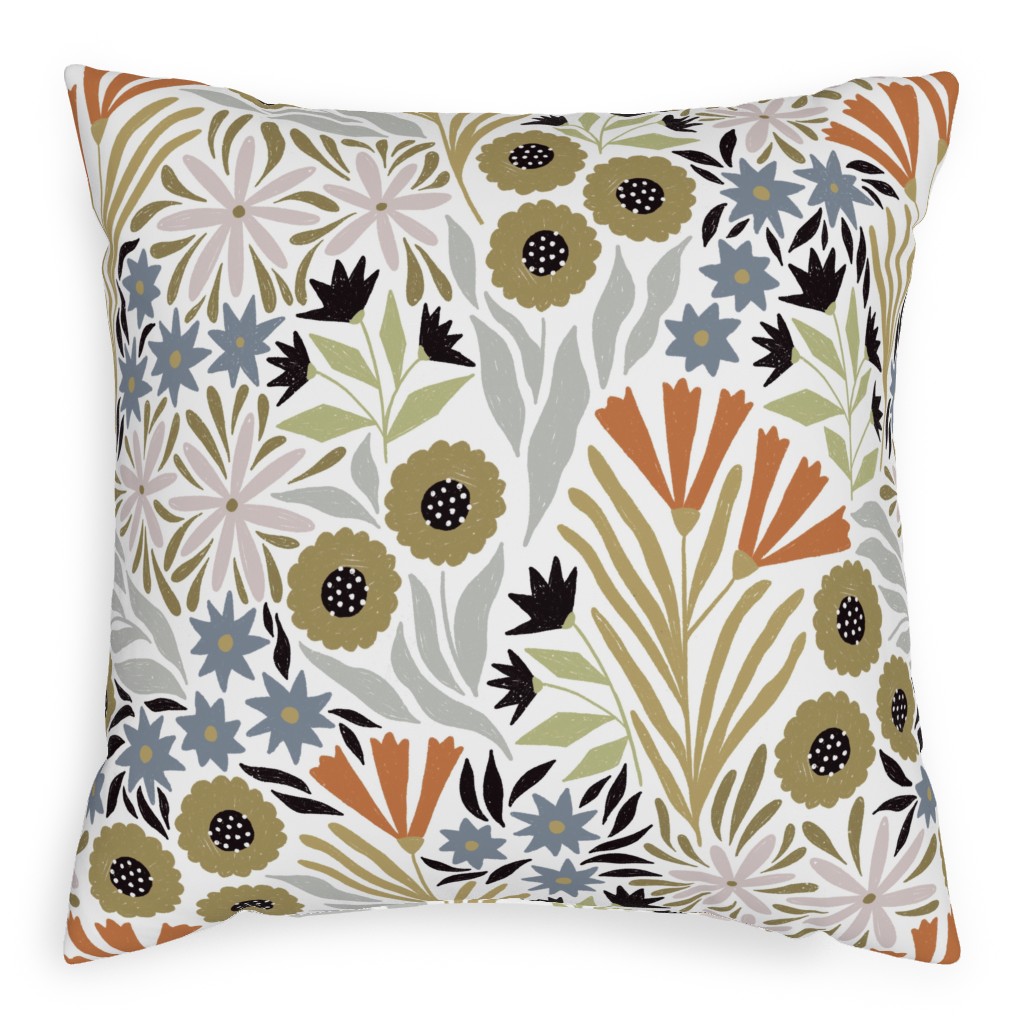 Adeline Floral - Muted Multi Pillow, Woven, Beige, 20x20, Single Sided, Multicolor