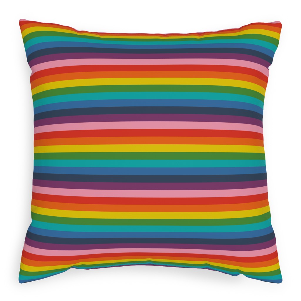 Colorful Live - Rainbow Stripe Pillow, Woven, Beige, 20x20, Single Sided, Multicolor