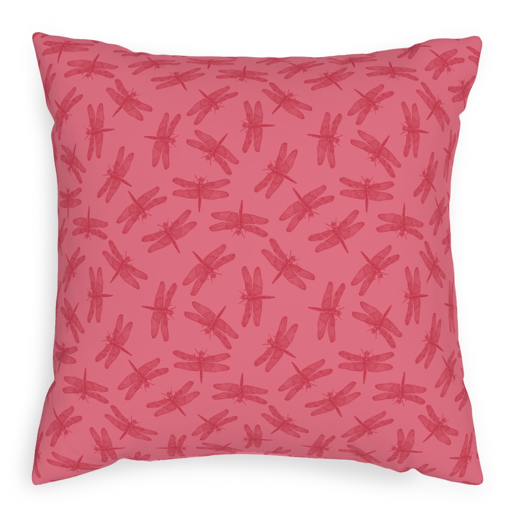 Vintage Dragonfly - Pink Pillow, Woven, Beige, 20x20, Single Sided, Pink, Bright Pink