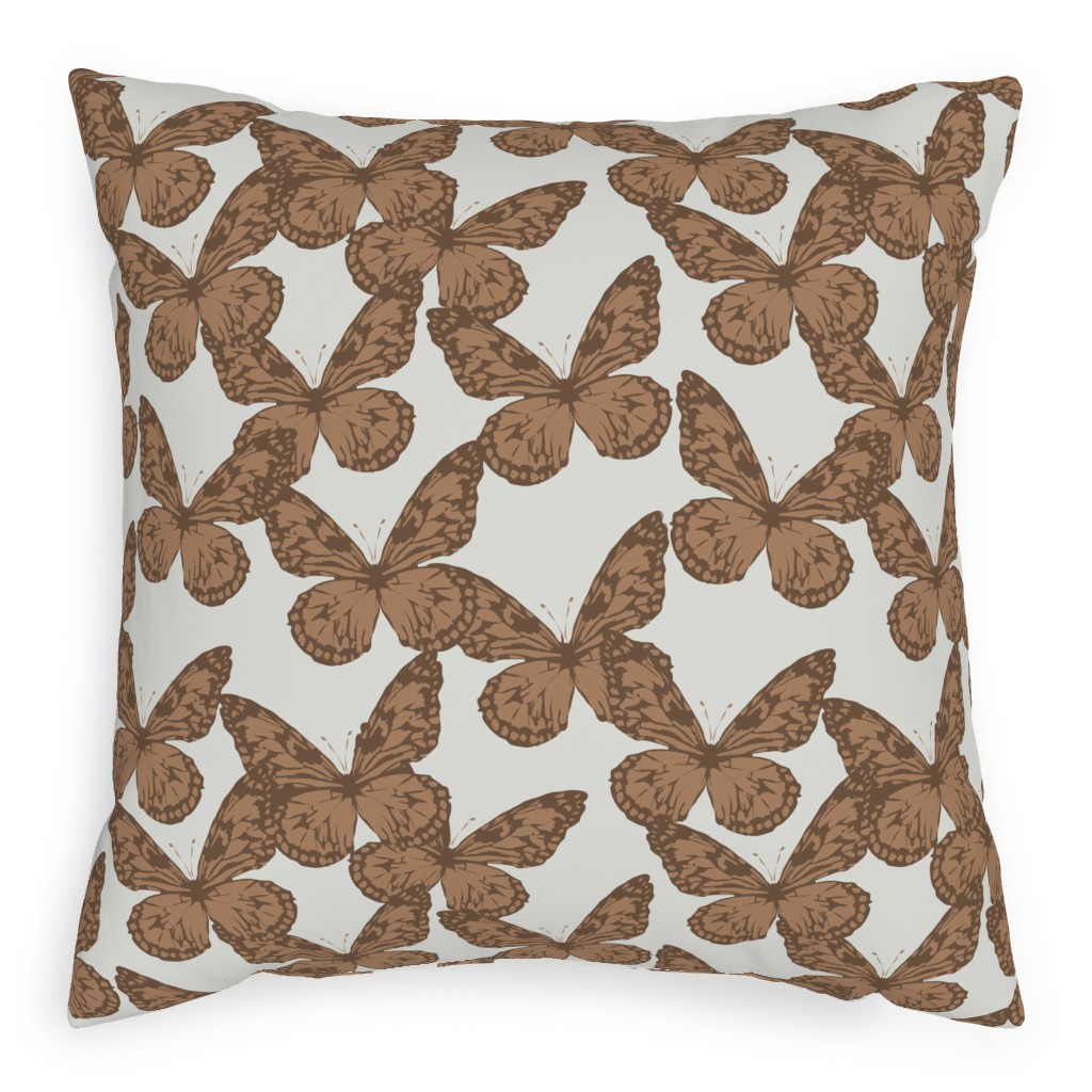 Butterfly Pillow, Woven, Beige, 20x20, Single Sided, Brown