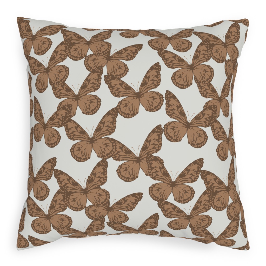 Butterfly Pillow, Woven, Beige, 20x20, Single Sided, Brown, Clove