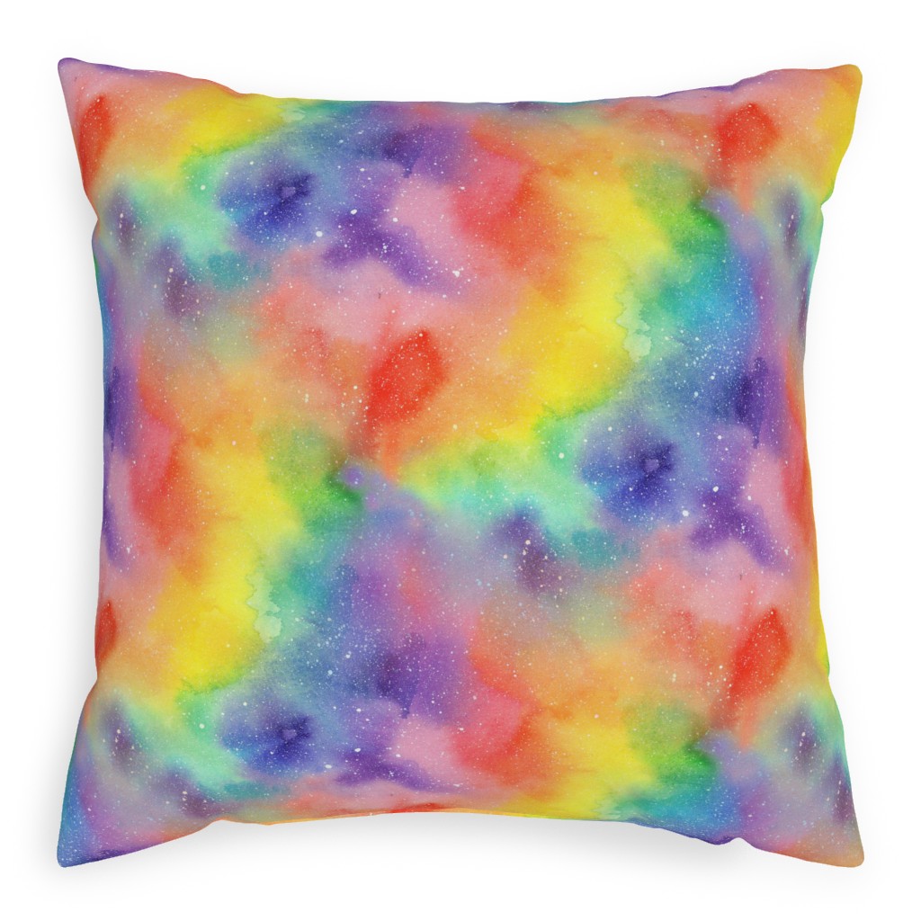 Watercolor Rainbow - Multi Pillow, Woven, Beige, 20x20, Single Sided, Multicolor