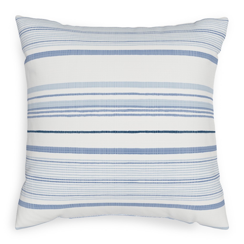 Double Anderson Stripe - Blue Pillow, Woven, Beige, 20x20, Single Sided, Blue
