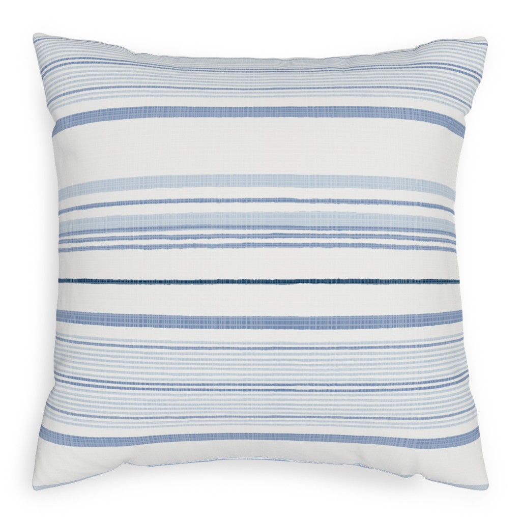 Double Anderson Stripe - Blue Pillow, Woven, Beige, 20x20, Single Sided, Blue, True Blue