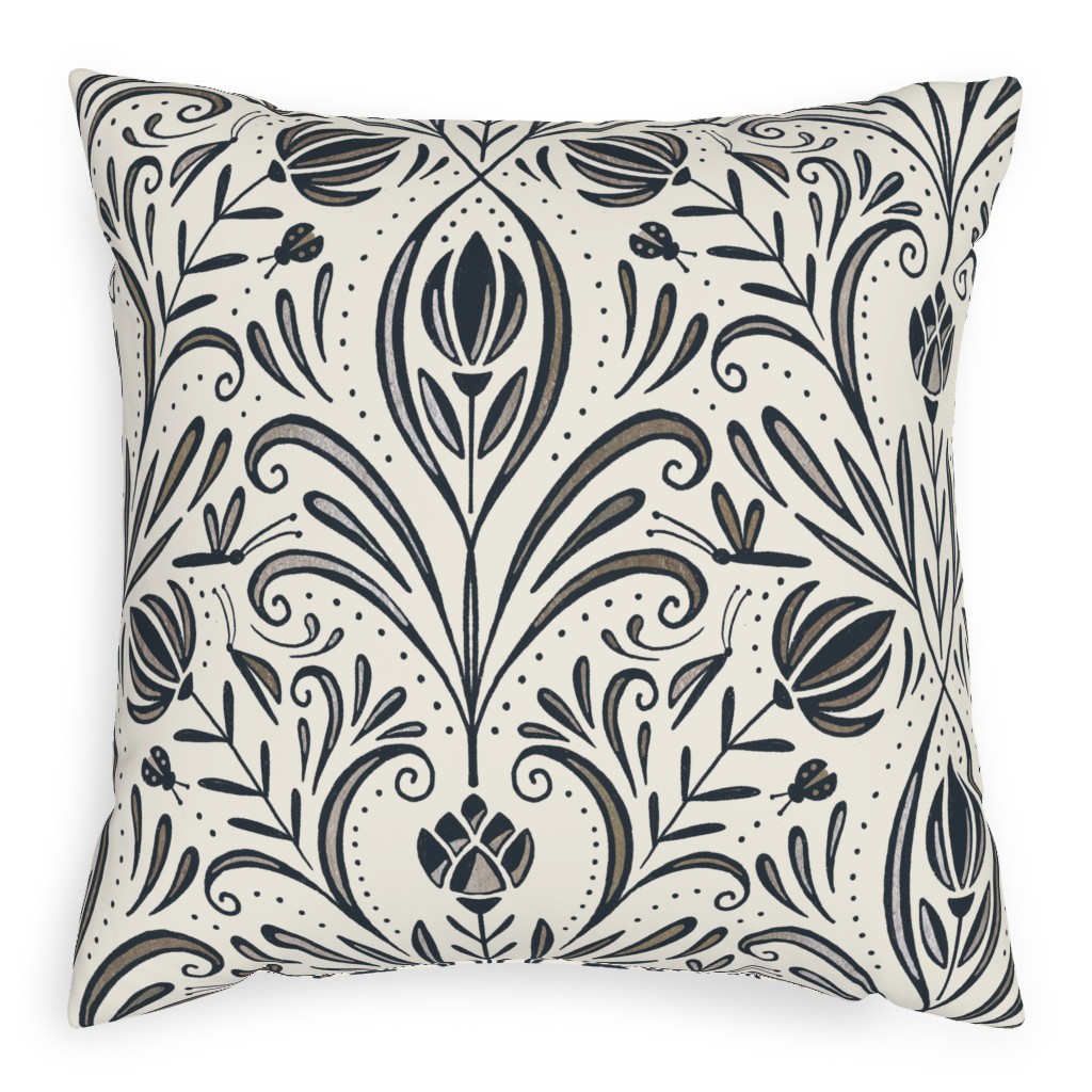 Rochelle Pillow, Woven, Beige, 20x20, Single Sided, Beige, Antique White