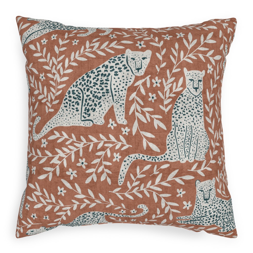 Jungle Cat - Redwood Pillow, Woven, Beige, 20x20, Single Sided, Brown, Brown