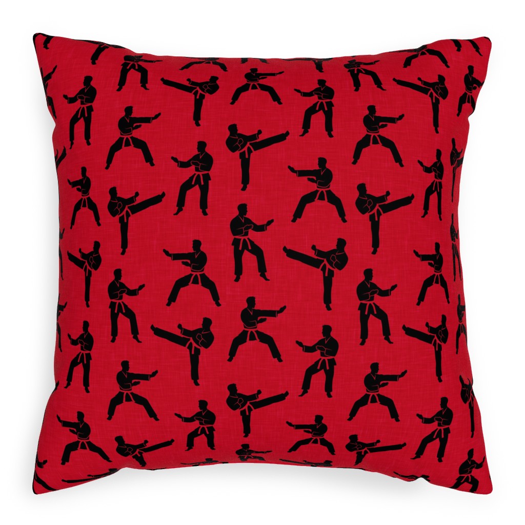 Karate Martial Arts Pillow, Woven, Beige, 20x20, Single Sided, Red