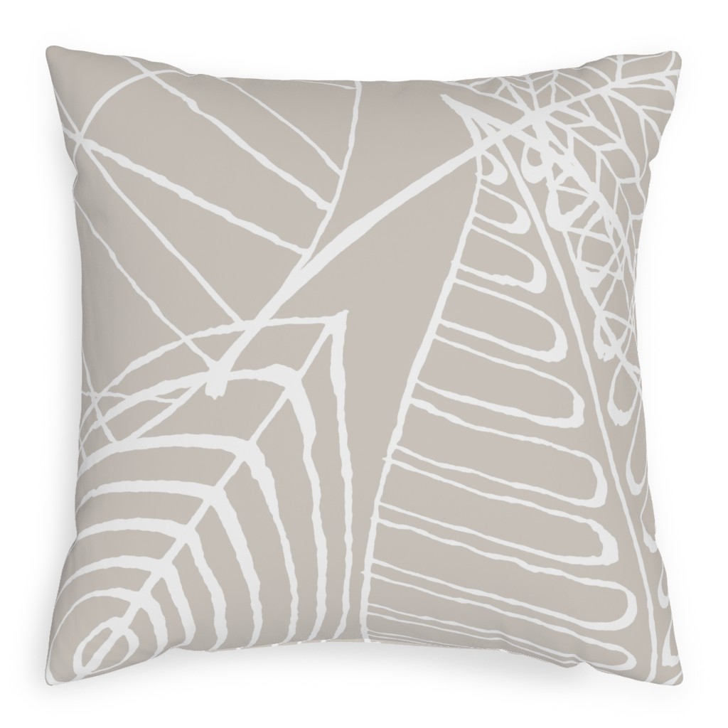 Leaves - Greige Pillow, Woven, Beige, 20x20, Single Sided, Beige