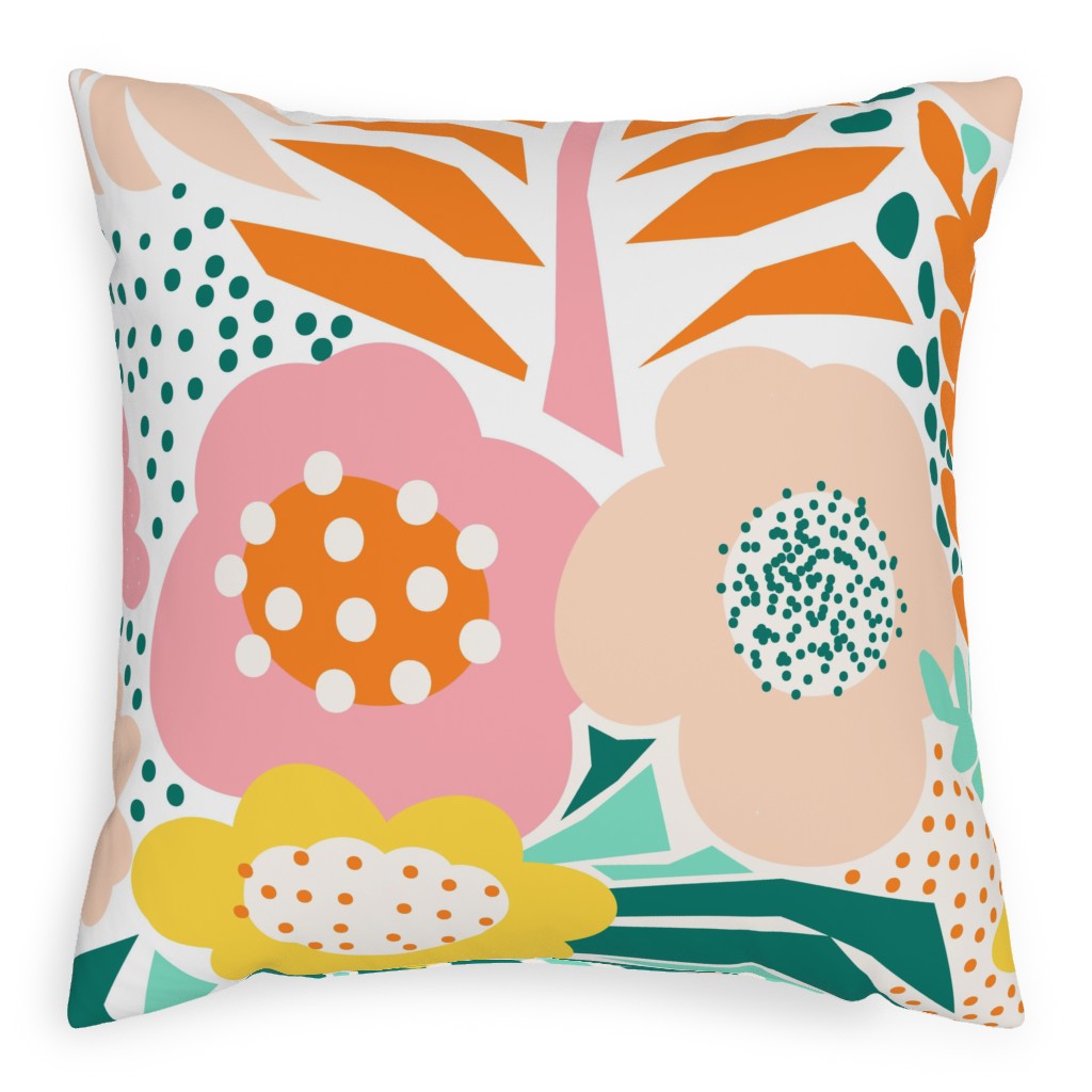 Florals - Multi Pillow, Woven, Beige, 20x20, Single Sided, Multicolor