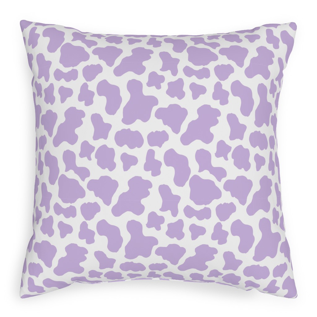 Cow Print Pillow, Woven, Beige, 20x20, Single Sided, Purple, Violet