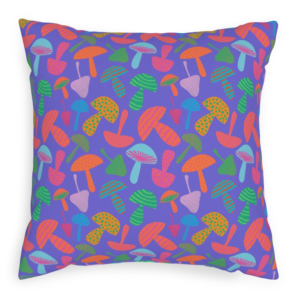 Mushroom Tossed - Bold Pillow, Woven, Beige, 20x20, Single Sided, Purple