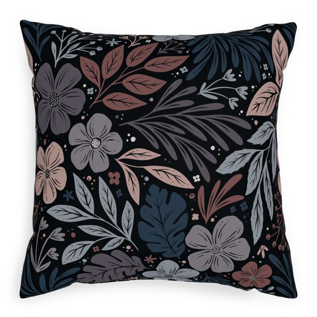 Dark and Moody Floral Pillow, Woven, Beige, 20x20, Single Sided, Multicolor