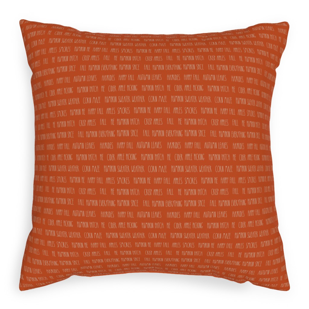 Fall Typography - Orange Pillow, Woven, Beige, 20x20, Single Sided, Orange, Orange