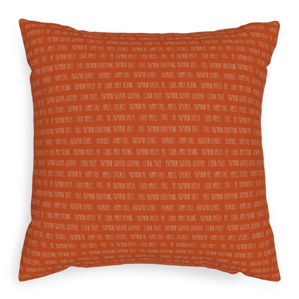 Fall Typography - Orange Pillow, Woven, Beige, 20x20, Single Sided, Orange