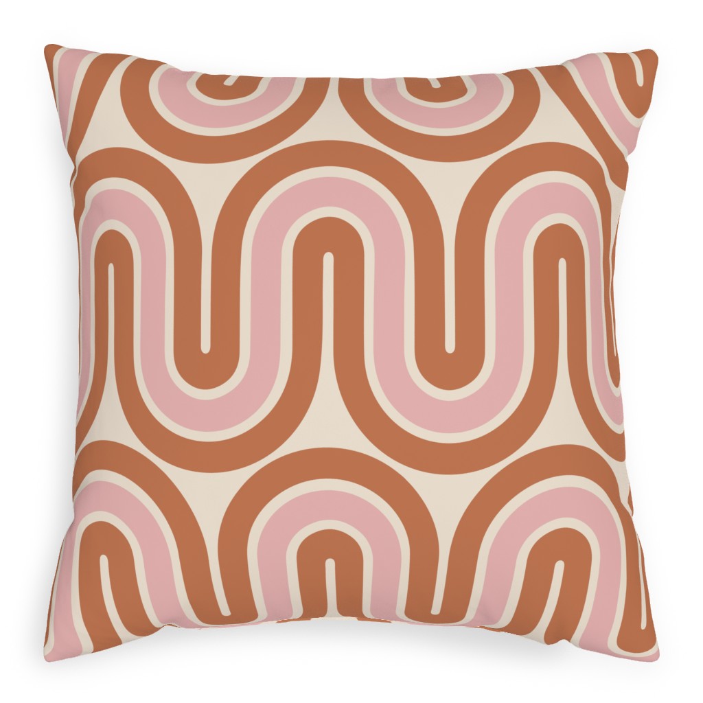 Retro Mod Pillow, Woven, Beige, 20x20, Single Sided, Pink