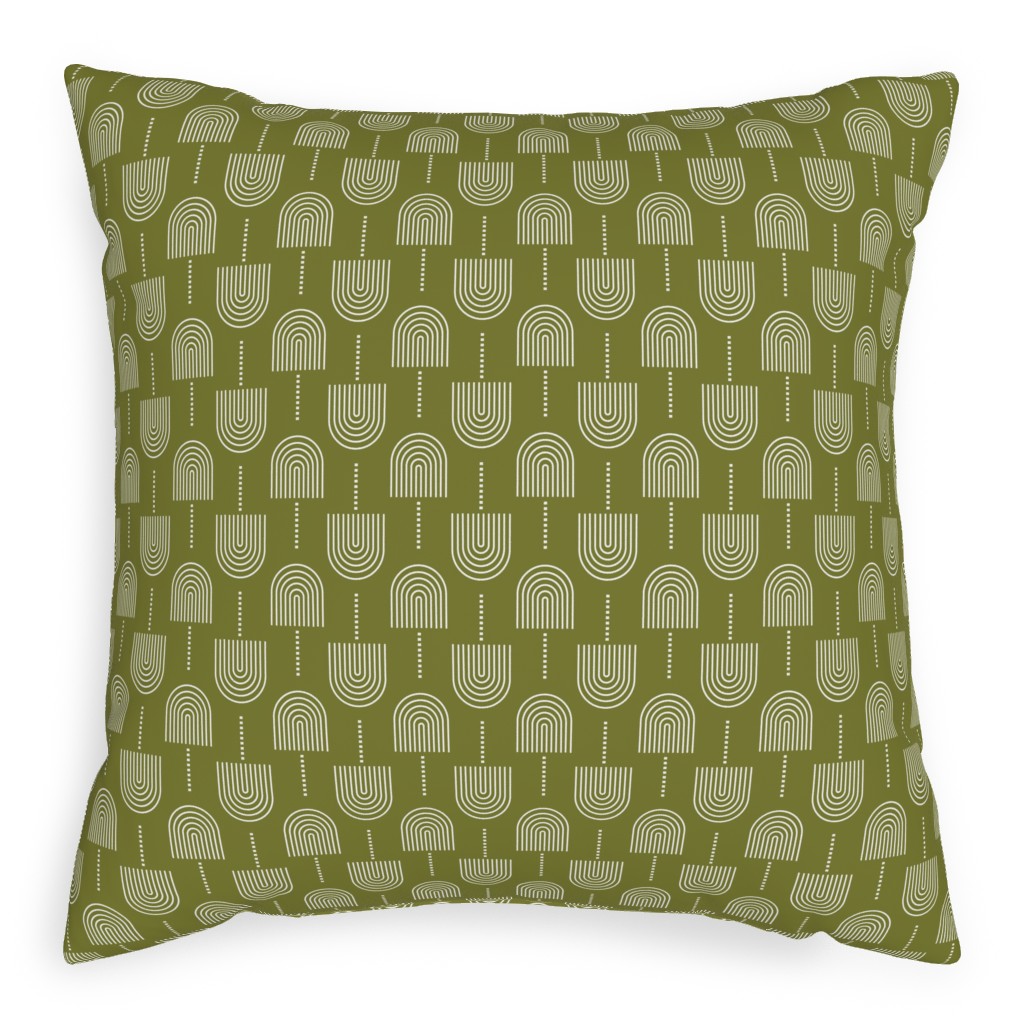 Fans - Olive Pillow, Woven, Beige, 20x20, Single Sided, Green, Classic Green