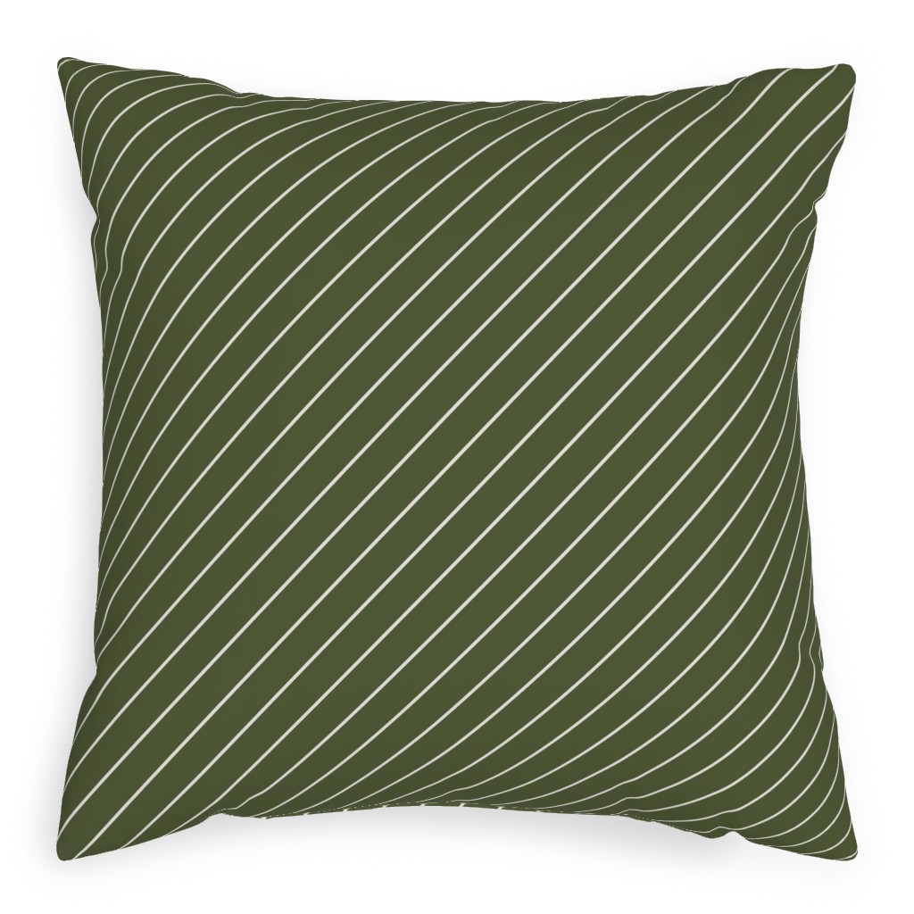 Diagonal Stripes - Pine Green Pillow, Woven, Beige, 20x20, Single Sided, Green, Classic Green
