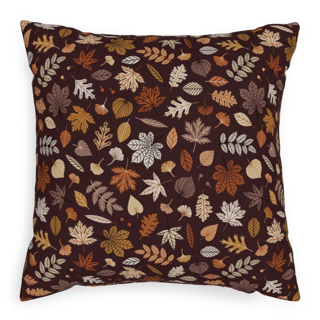 Fall Time Leaves - Brown Pillow, Woven, Beige, 20x20, Single Sided, Brown, Brown