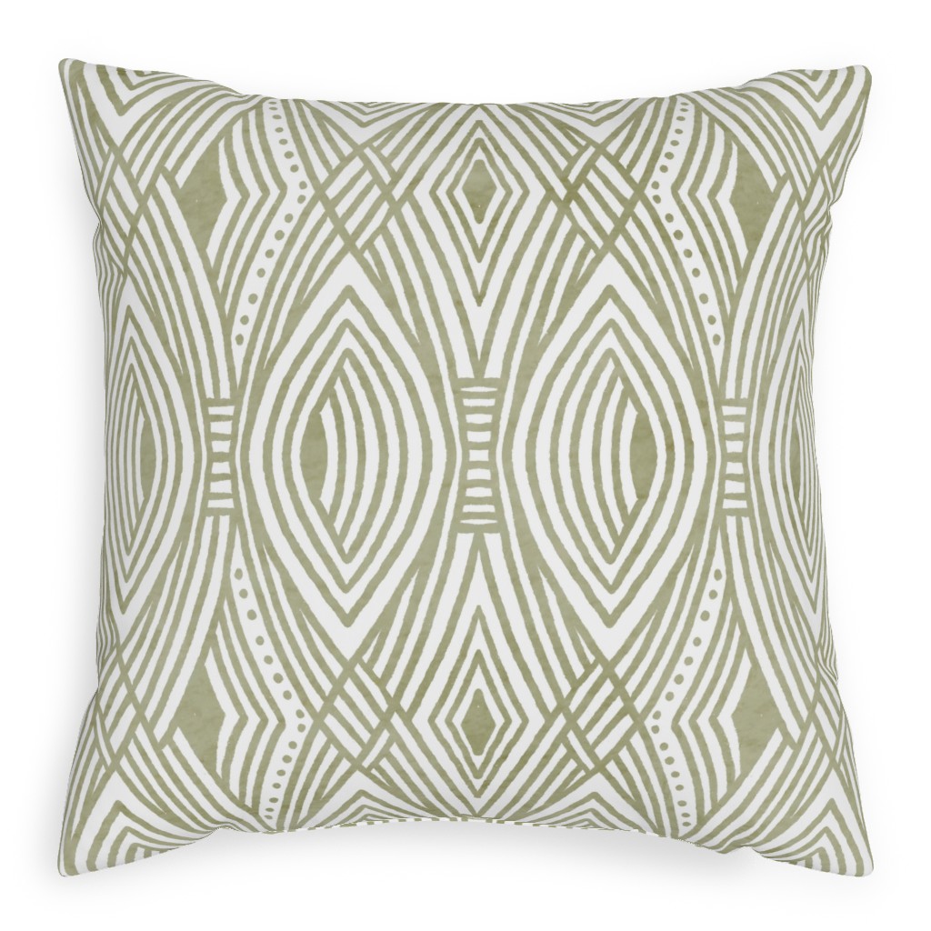 Katherine - Green Pillow, Woven, Beige, 20x20, Single Sided, Green