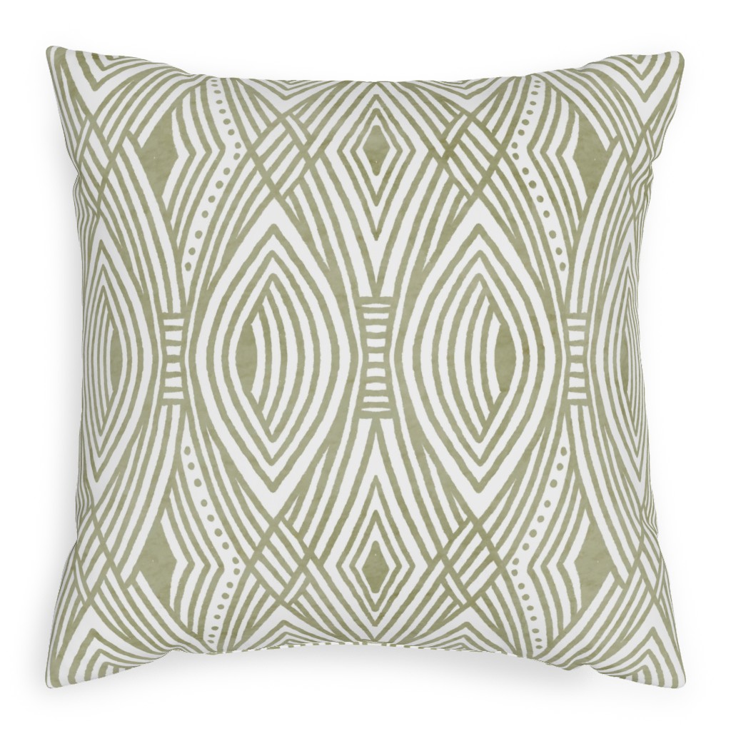 Katherine - Green Pillow, Woven, Beige, 20x20, Single Sided, Green, Classic Green