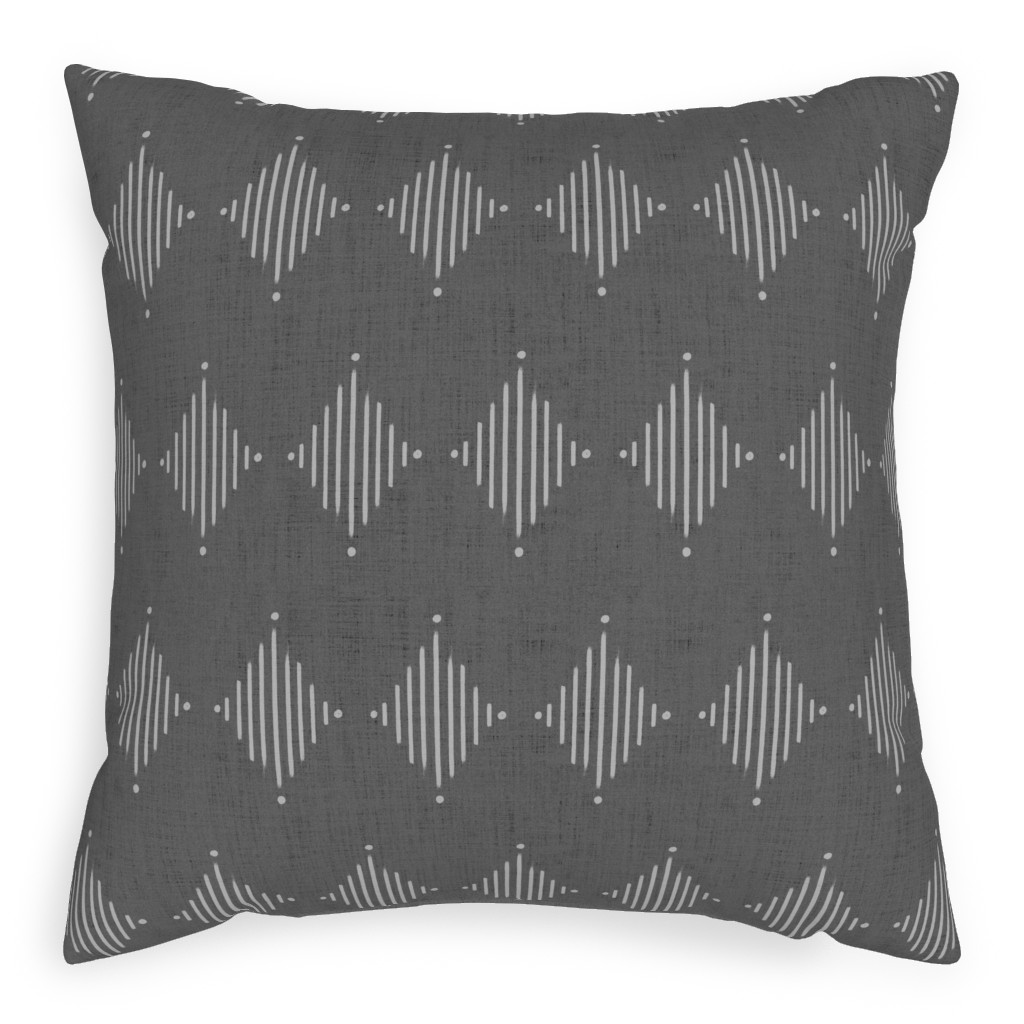 Brushed Diamond Lines Pillow, Woven, Beige, 20x20, Single Sided, Gray