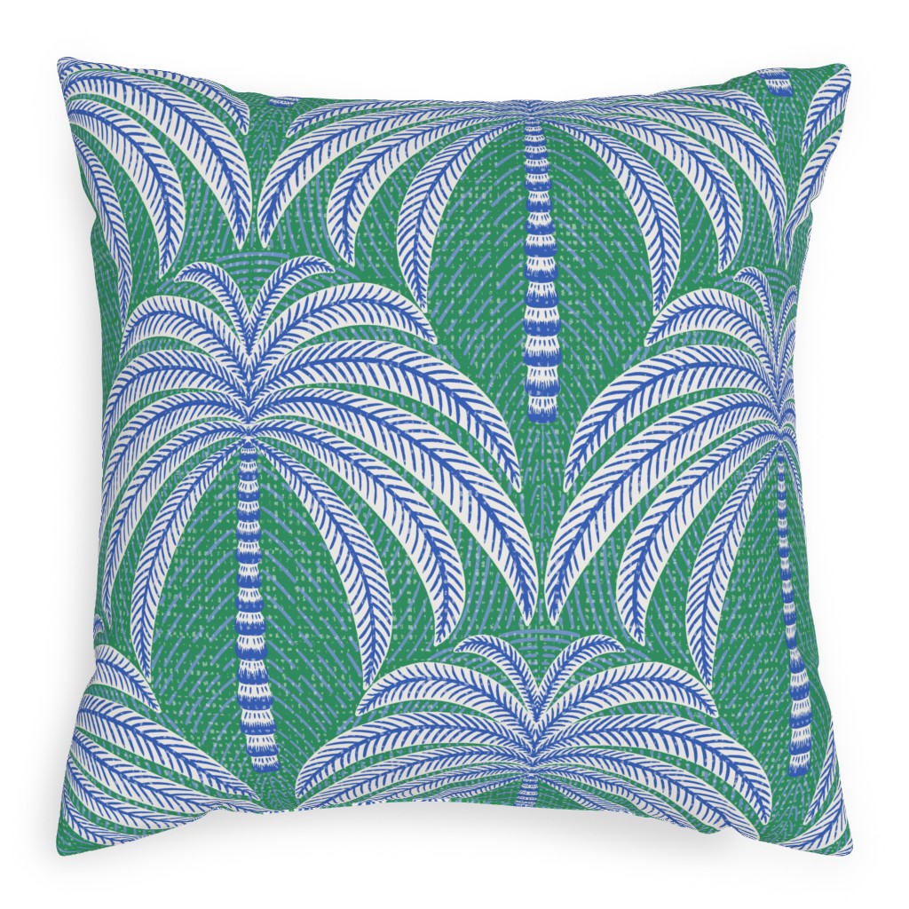 Palm Springs Palm Trees - Green Pillow, Woven, Beige, 20x20, Single Sided, Green