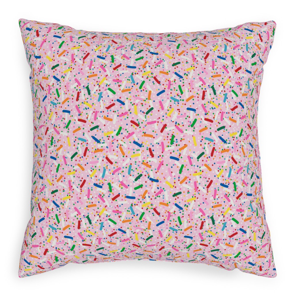 Rainbow Sprinkles Pillow, Woven, Beige, 20x20, Single Sided, Pink, Honeysuckle