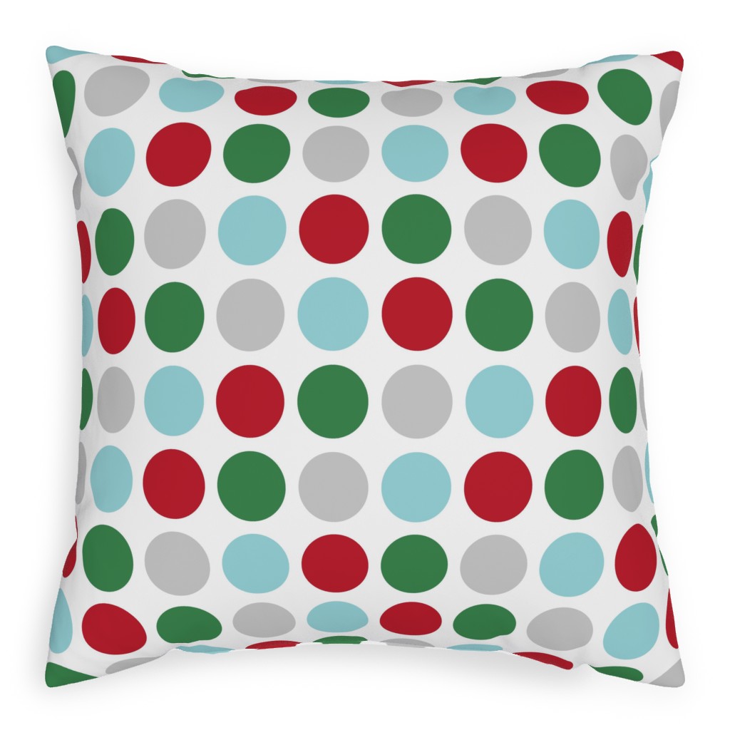Christmas Wish Polka Dots - Multi Pillow, Woven, Beige, 20x20, Single Sided, Multicolor
