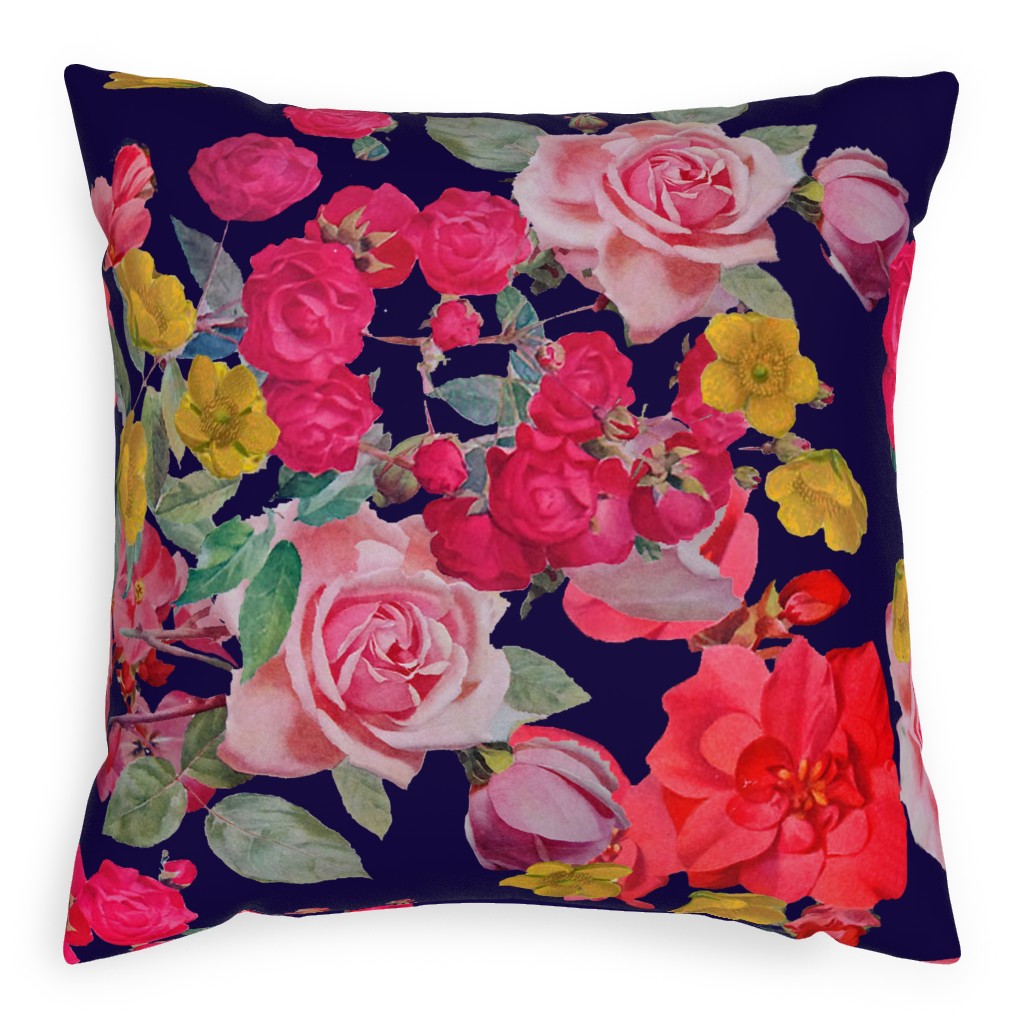 Antique Floral Print - Multi Pillow, Woven, Beige, 20x20, Single Sided, Multicolor