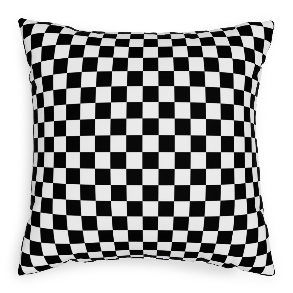 Checker - Black and White Pillow, Woven, Beige, 20x20, Single Sided, Black