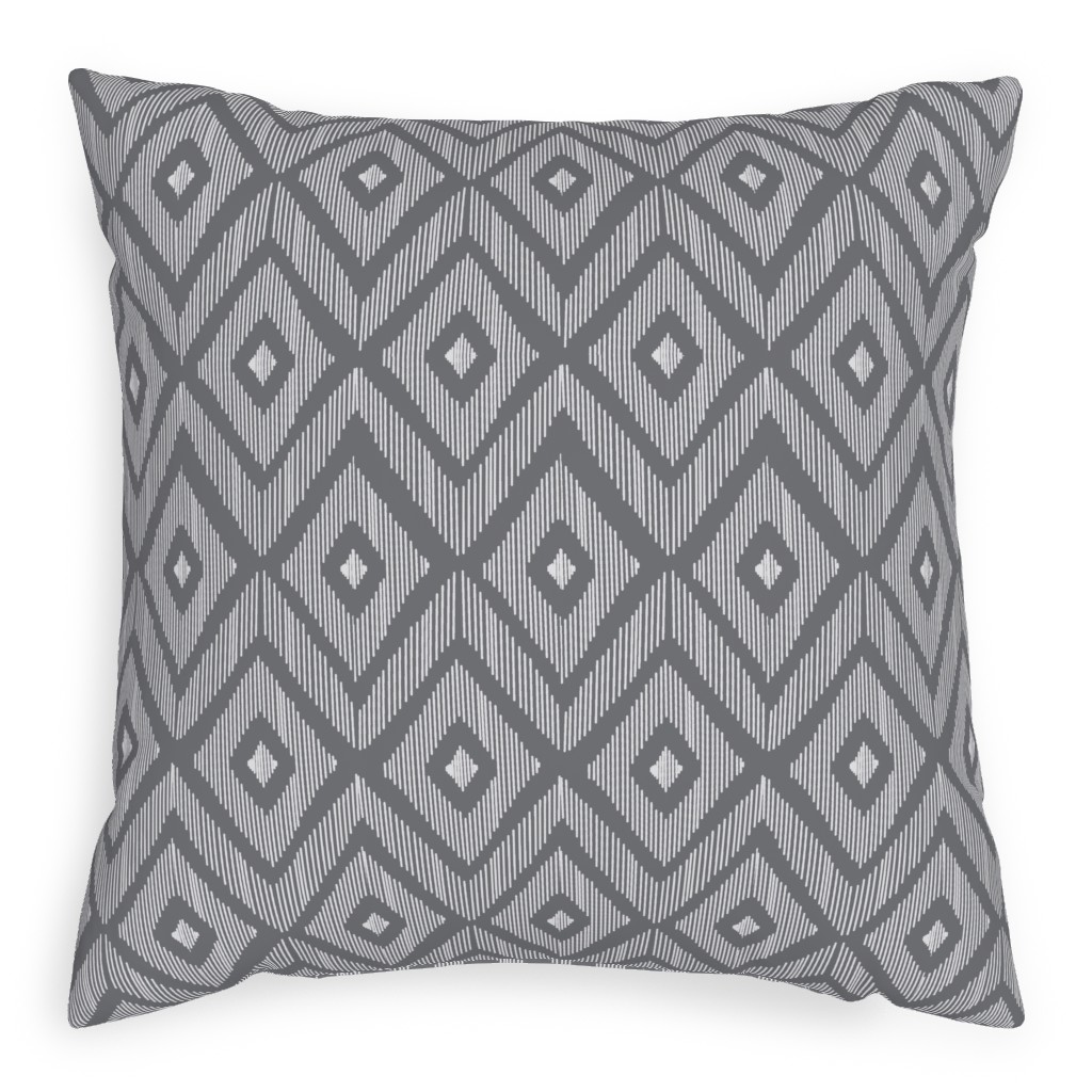 Ikat Pillow, Woven, Beige, 20x20, Single Sided, Gray