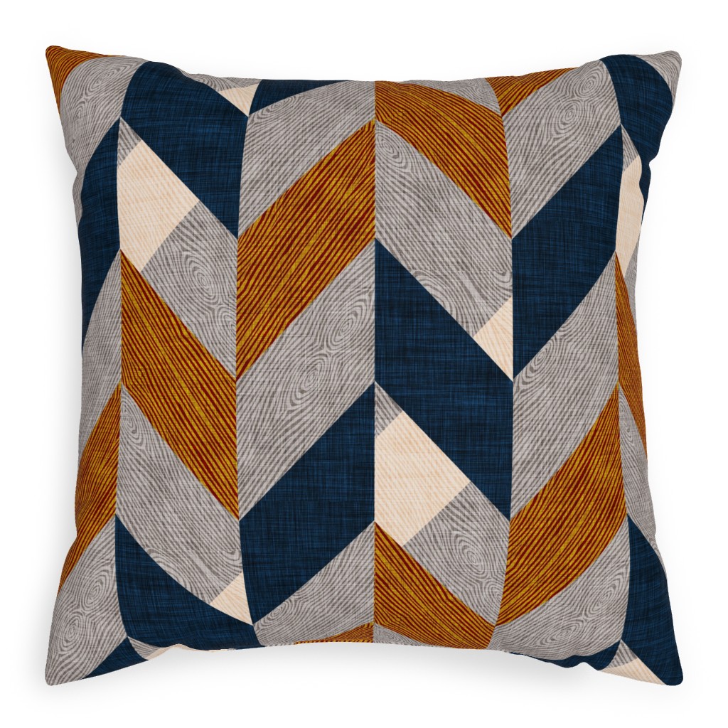 Parquetry - Neutral Pillow, Woven, Beige, 20x20, Single Sided, Orange, Orange