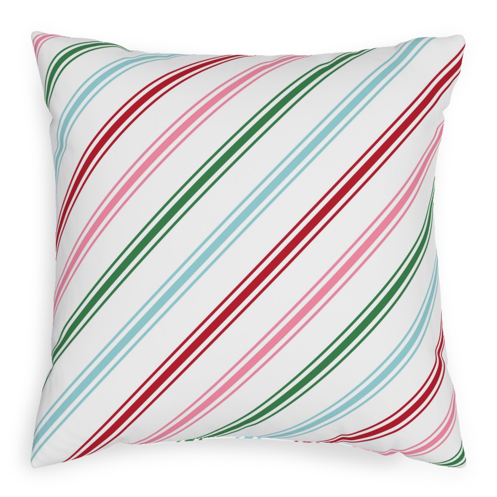 Christmas Wish Candy Cane Stripes - Multi Pillow, Woven, Beige, 20x20, Single Sided, Multicolor