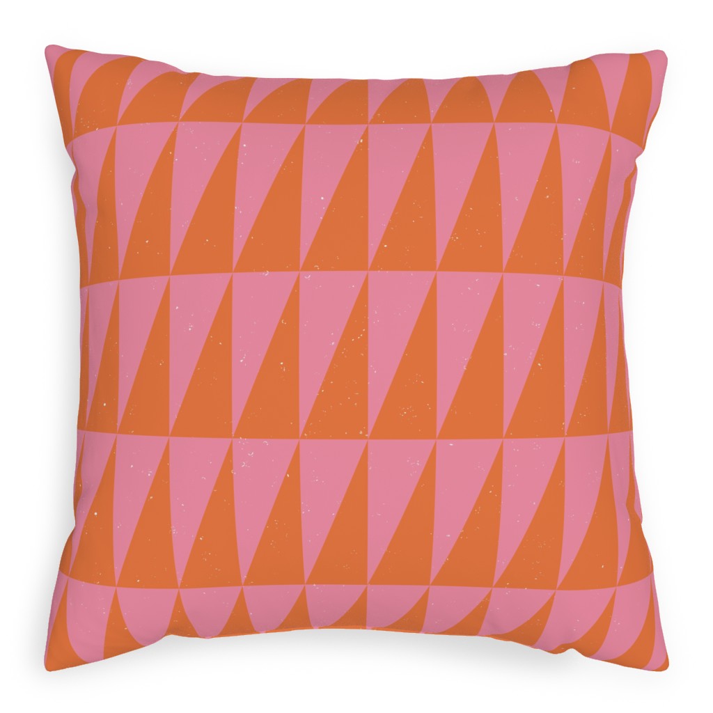 Dual Traingles - Pink Pillow, Woven, Beige, 20x20, Single Sided, Pink, Bright Pink