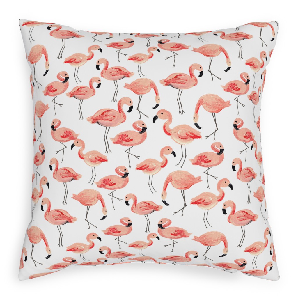 Flamingo Party - Pink Pillow, Woven, Beige, 20x20, Single Sided, Pink