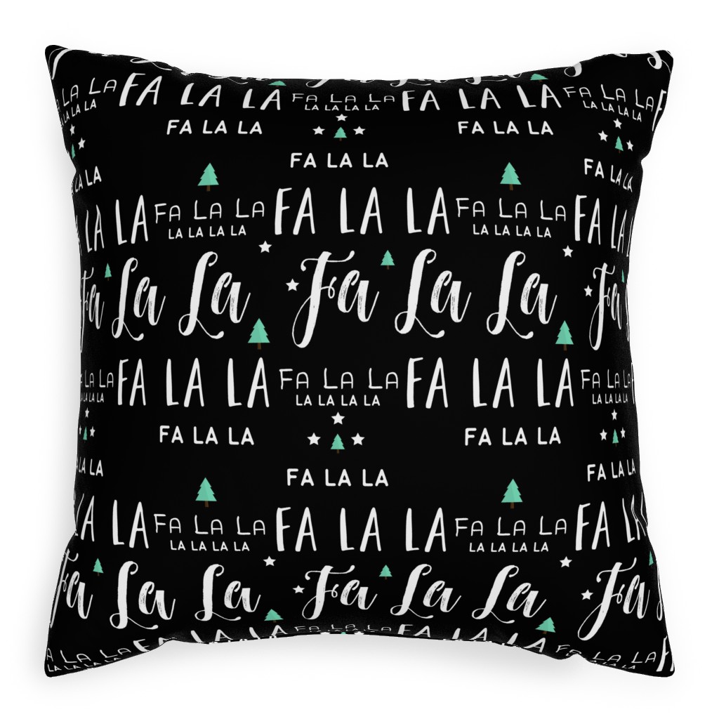 Fa La La La - Black Pillow, Woven, Beige, 20x20, Single Sided, Black, Black