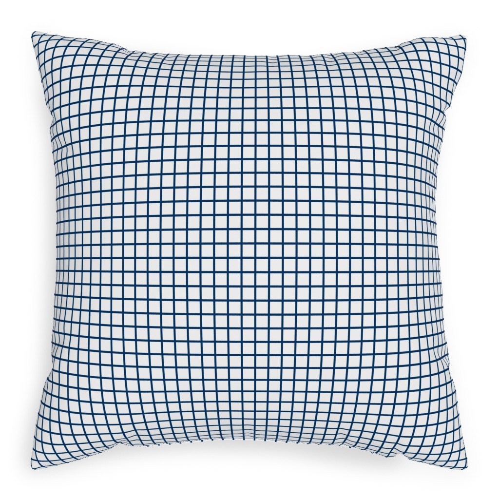 Grid - Navy and White Pillow, Woven, Beige, 20x20, Single Sided, Blue, True Blue