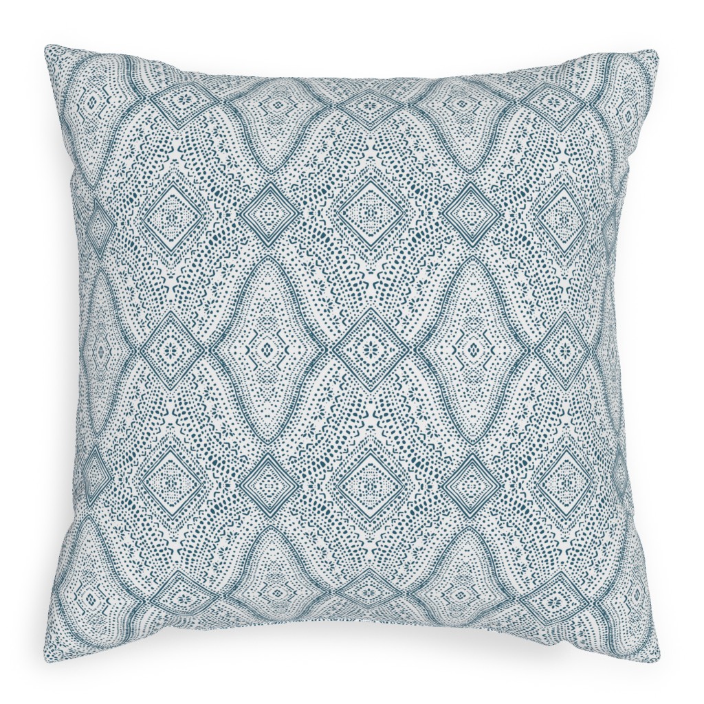 Tribal Dot - Navy Pillow, Woven, Beige, 20x20, Single Sided, Blue