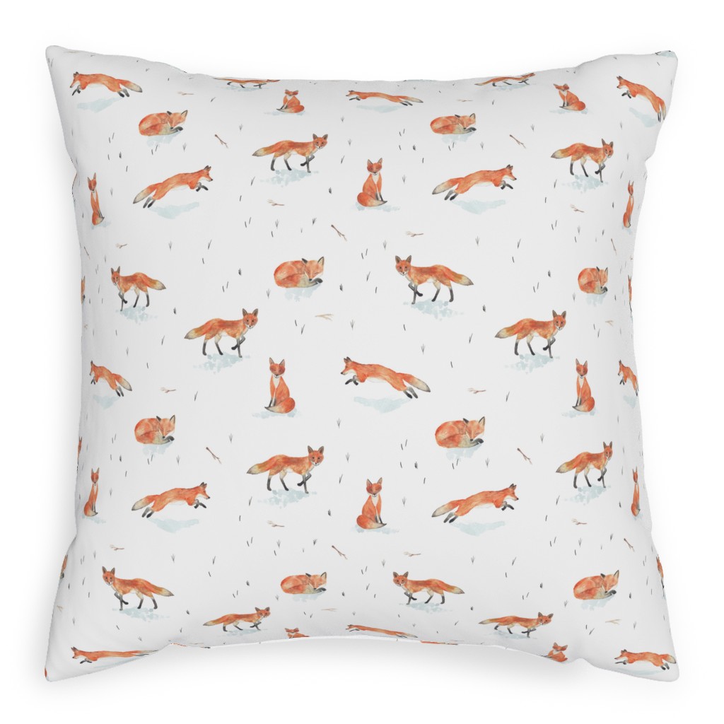 Winter Fox Pillow, Woven, Beige, 20x20, Single Sided, Orange, Orange