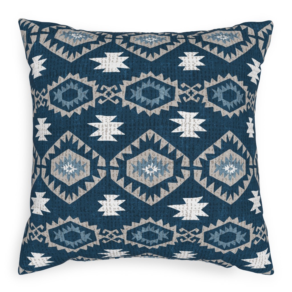 Kilim Me - Blue Pillow, Woven, Beige, 20x20, Single Sided, Blue