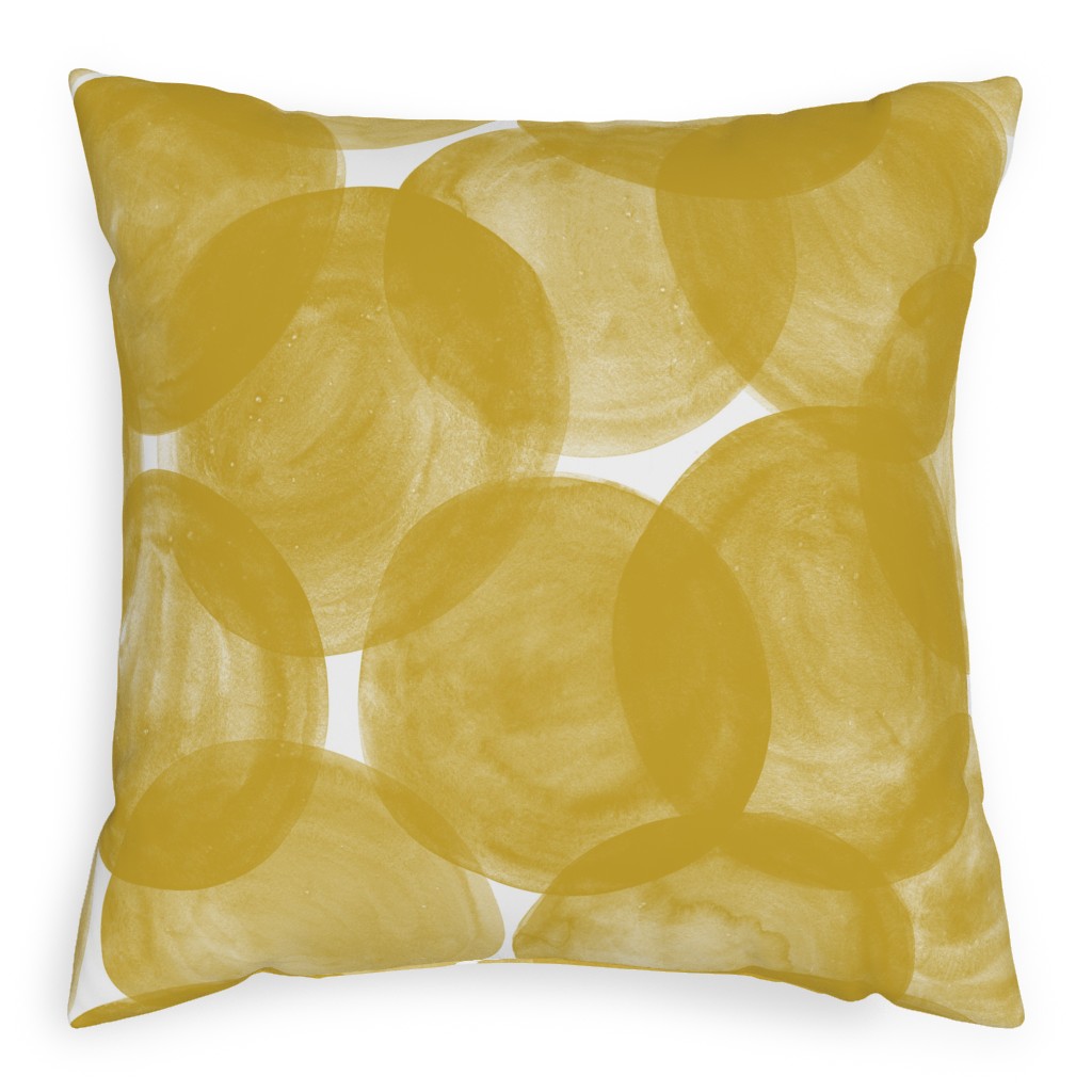 Watercolor Dots - Yellow Pillow, Woven, Beige, 20x20, Single Sided, Yellow