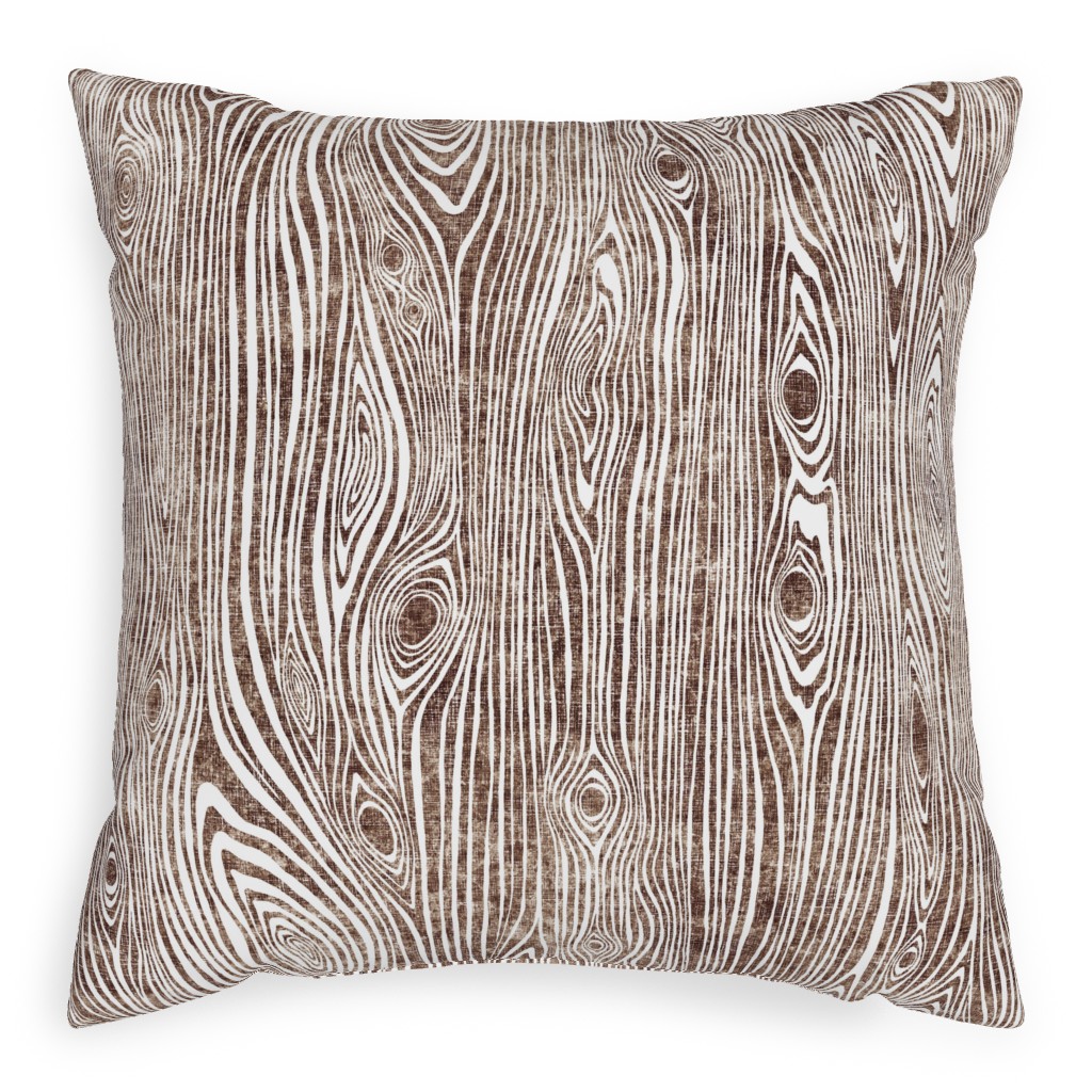 Woodgrain Driftwood Pillow, Woven, Beige, 20x20, Single Sided, Brown, Cafe