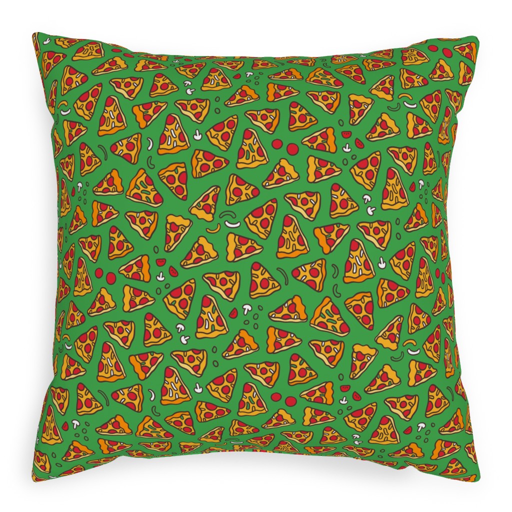 Pizza Pattern Pillow, Woven, Beige, 20x20, Single Sided, Green