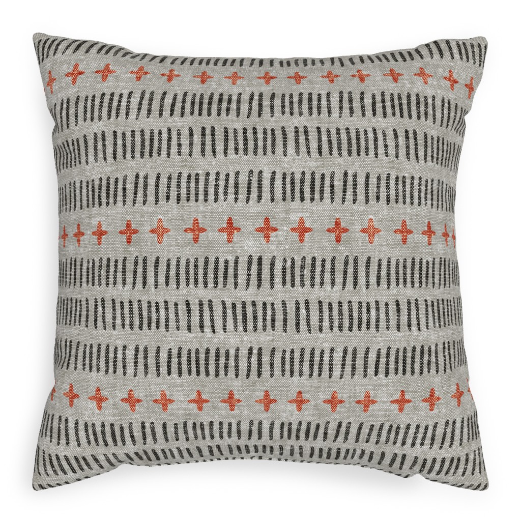 Modern Farmhouse Dash - Multi on Beige Pillow, Woven, Beige, 20x20, Single Sided, Gray, Gray