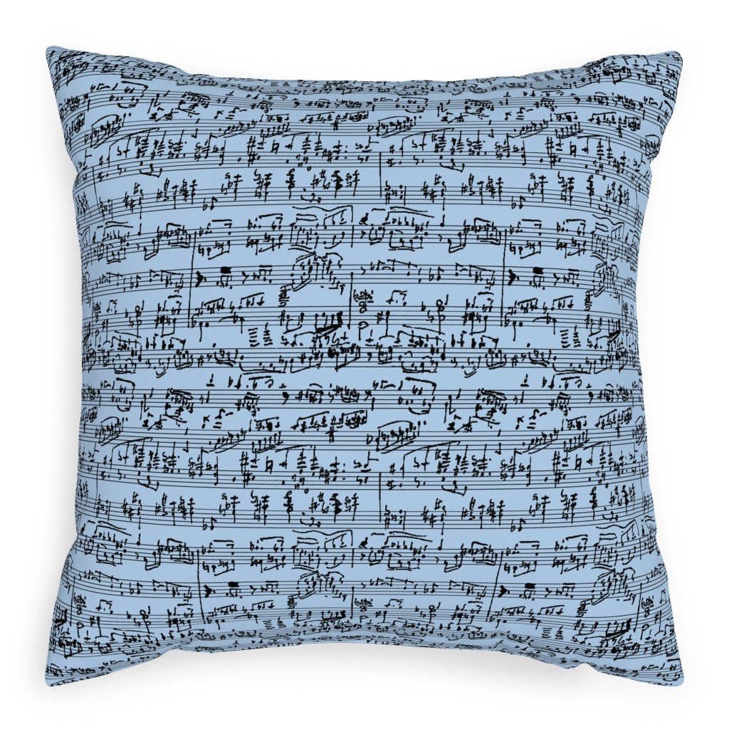 Handwritten Sheet Music Pillow, Woven, Beige, 20x20, Single Sided, Blue, Powder