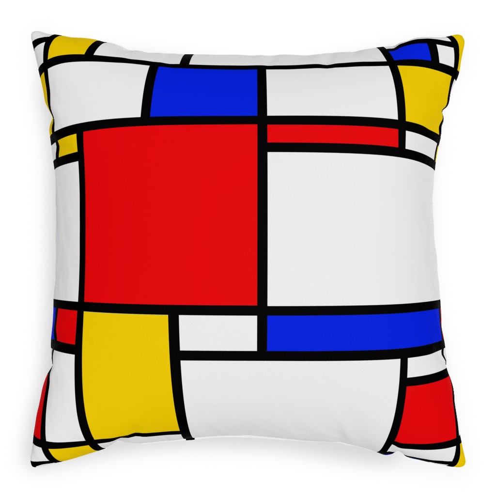Mondrian Pillow, Woven, Beige, 20x20, Single Sided, Multicolor