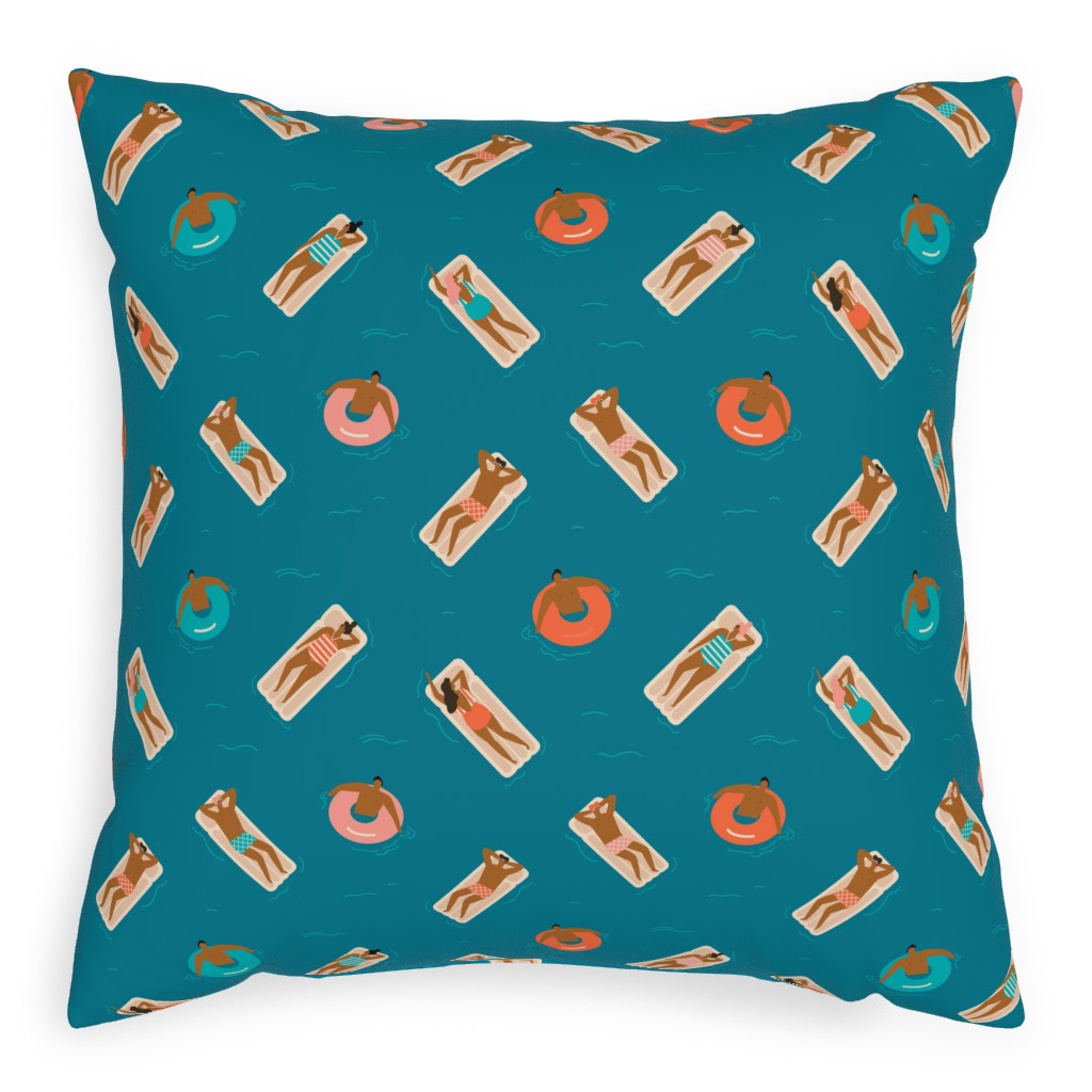 Summertime Pillow, Woven, Beige, 20x20, Single Sided, Blue, True Blue