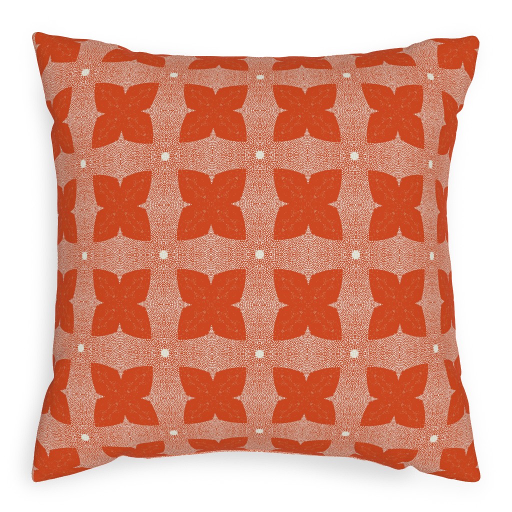 Red Geo Garden - Red Pillow, Woven, Beige, 20x20, Single Sided, Red