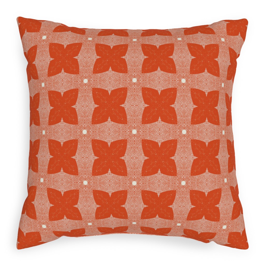 Red Geo Garden - Red Pillow, Woven, Beige, 20x20, Single Sided, Red, Red
