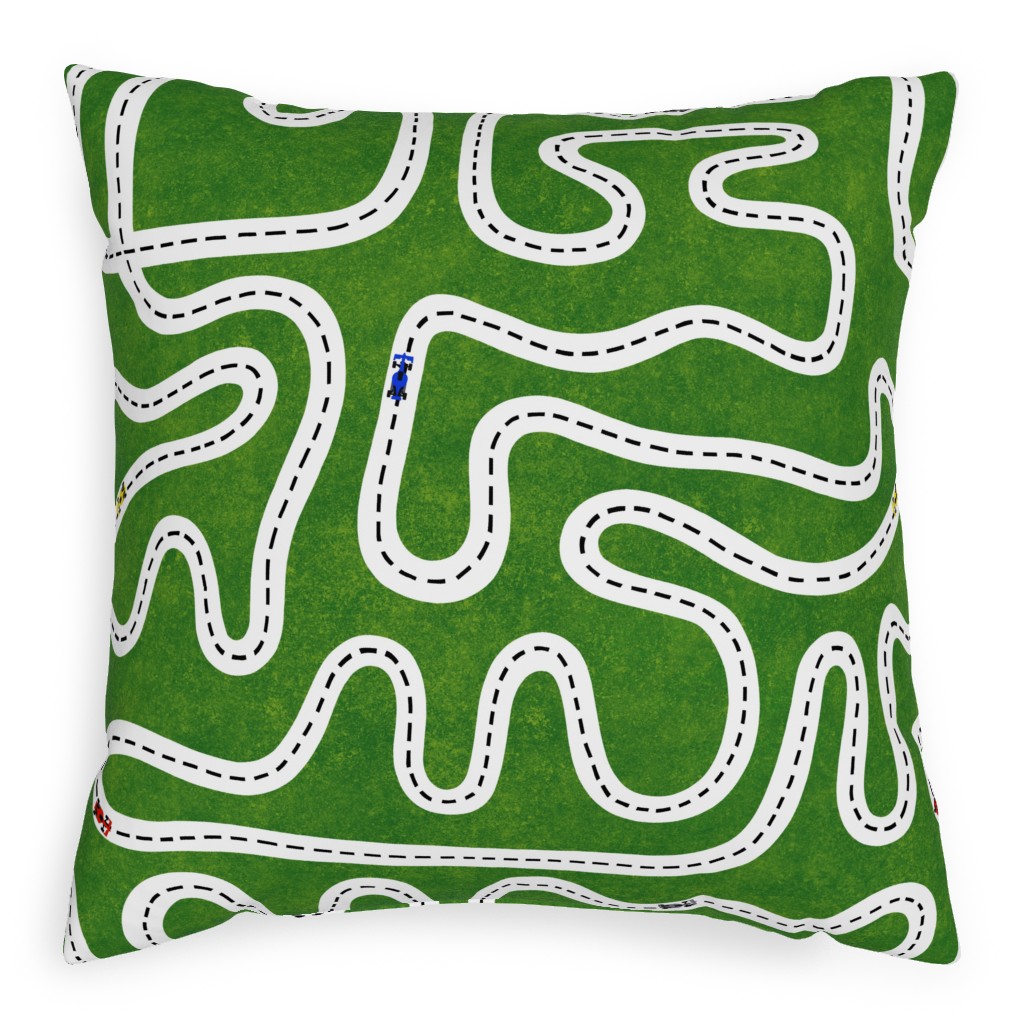 Speed Racers Pillow, Woven, Beige, 20x20, Single Sided, Green